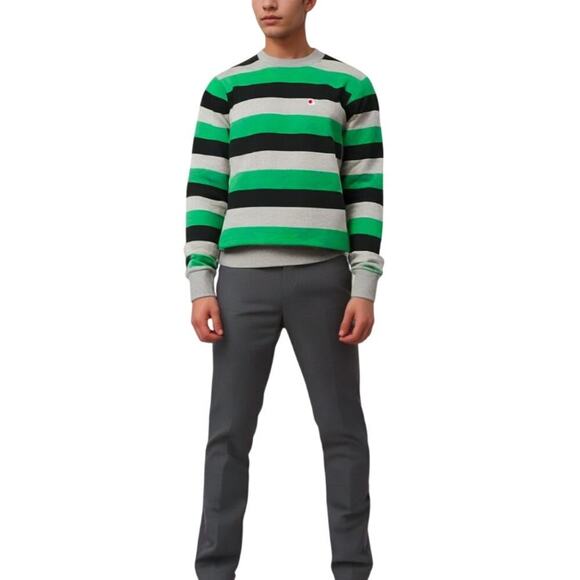 Champion Other - Champion Mens Vintage Striped Green Black Gray Sweatshirt Size 2XL